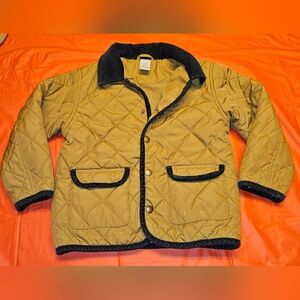 Gymboree Quilted Jacket 4T-5T Brown w/Blue Trim Button Front/Velcro Pockets EUC